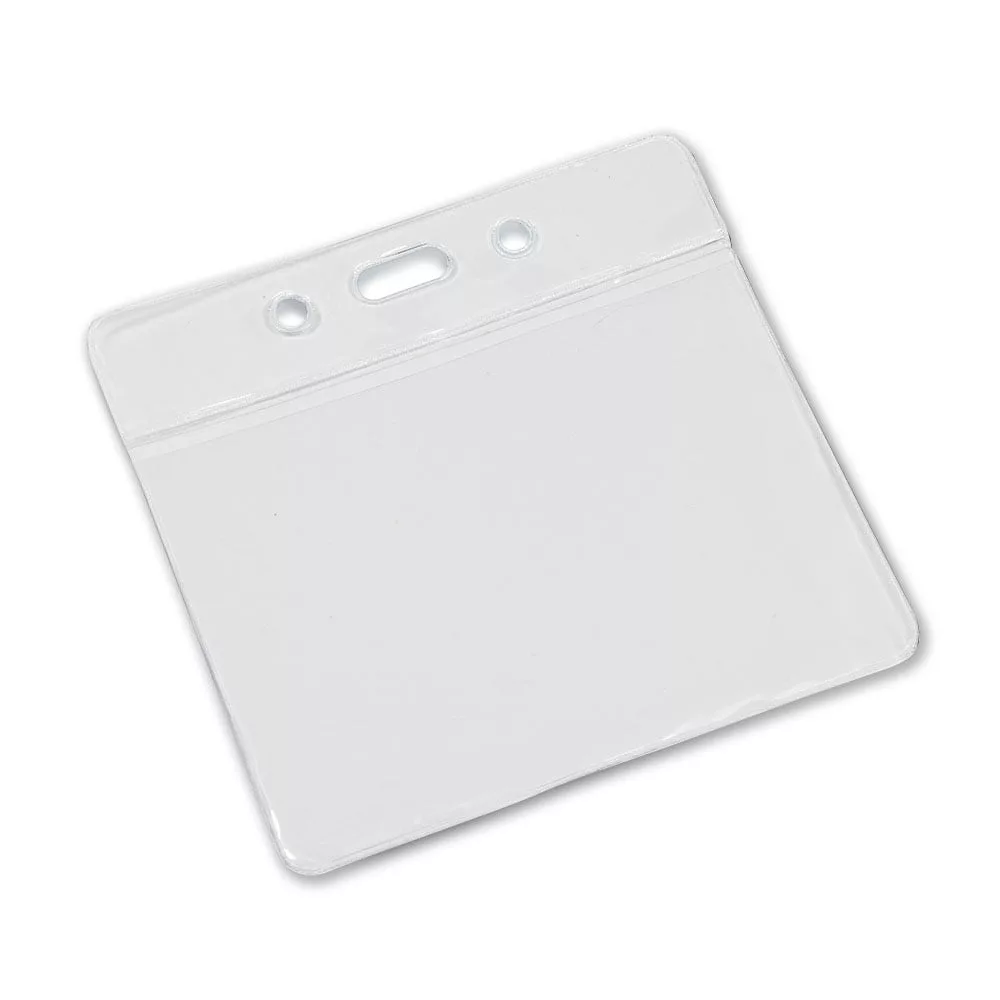 Clear vinyl top flexible ID card pass holder, landscape format, 100x70mm max insert size - Clear - YA301A-L-CL - Pack of 100