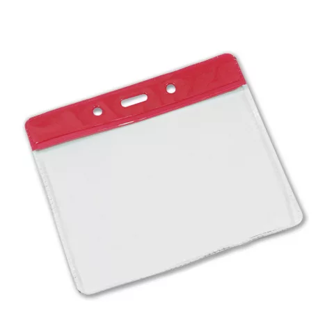 Clear vinyl top flexible ID card pass holder, landscape format, 100x70mm max insert size - Red - YA301A-L-RD - Pack of 100 — accessoire Ingenia