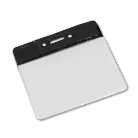 Clear vinyl top flexible ID card pass holder, landscape format, 100x85mm max insert size - Black - YA301B-L-BK - Pack of 100 — accessoire Ingenia