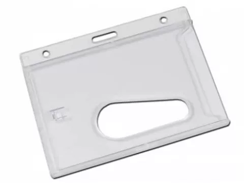 YA306-L - Porte-Badge Crystal avec Fente d'Éjection 86x54mm perforation oblongue 2 rondes