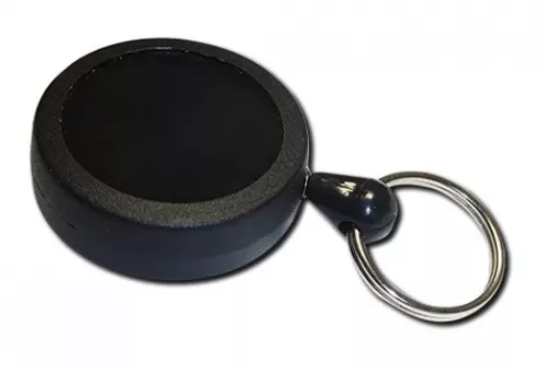 AC217B-RG-BK - Enrouleur de Badge Yo-Yo Premium avec Anneau Porte-Clés (Noir) - Sangle de 70 cm
