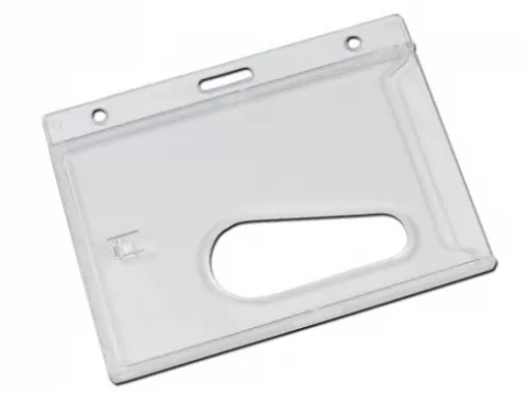 YA306-L - Porte-Badge Crystal avec Fente d'Éjection 86x54mm perforation oblongue 2 rondes — accessoire Ingenia