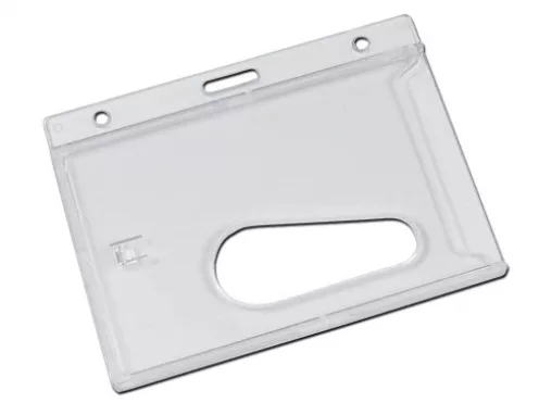 YA306-L - Porte-Badge Crystal avec Fente d'Éjection 86x54mm perforation oblongue 2 rondes