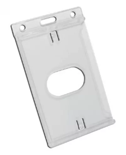 YA306-P - Porte-Badge Crystal avec Fente d'Éjection - Format Portrait - Perforation oblongue 2 rondes — accessoire Ingenia