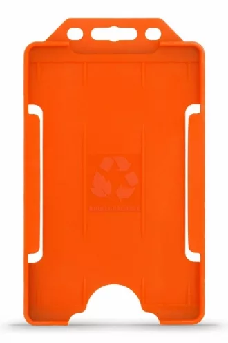 YA302-P-OR - Porte-Badge Orange Biodégradable Bulldog 86x54 - 1 FACE - Portrait