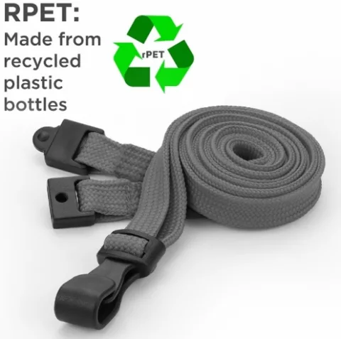 AC228-GY - Tour de cou Gris Recyclés 10mm avec Clip Plastique — accessoire Ingenia