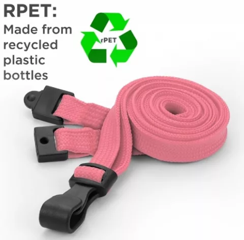 AC228-PK - Tour de cou Rose Recyclés 10mm avec Clip Plastique