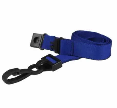 AC222-NB - Tour de cou Bleu Marine Recyclé 15mm Plat avec Clip en Plastique en J