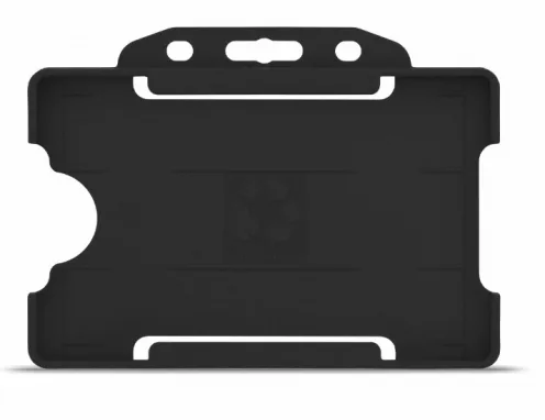 YA302-L-BK - Porte-Badge Rigide Noir - Biodégradable Bulldog 86x54 perforation oblongue 2 rondes - 1 FACE