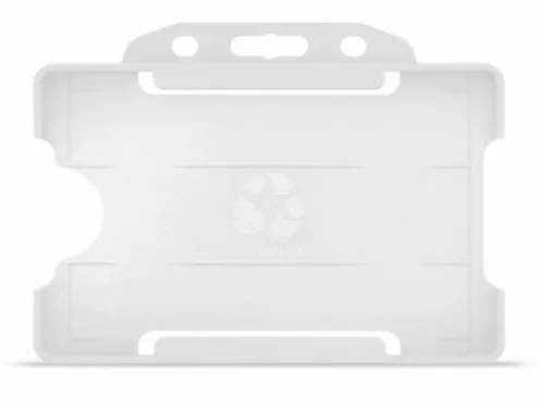 YA302-L-N - Porte-Badge Rigide Translucide (Dépoli) Biodégradable Bulldog 86x54 perforation oblongue 2 rondes - 1 FACE