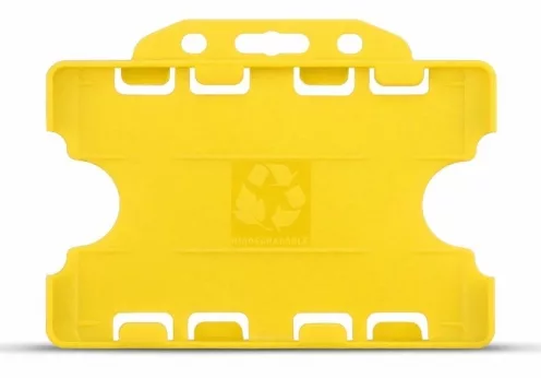 YA302-L-YL(D) - Porte-Badge Jaune Biodégradable Bulldog - Double Face