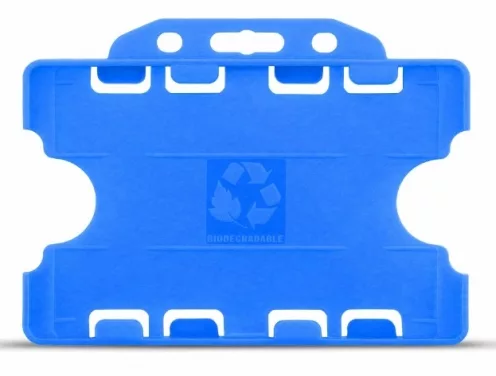 YA302-L-SB(D) - Porte-Badge Bleu Ciel Biodégradable Bulldog - Double Face