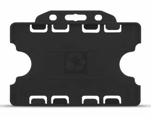 YA302-L-BK(D) - Porte-Badge Noir Biodégradable Bulldog - Double Face