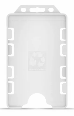 YA302-P-N(D) - Porte-badge Transparent Givré Biodégradable Bulldog Face Ouverte 86x54 - DOUBLE FACE