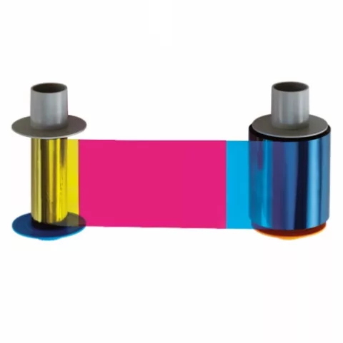084512 Ruban Couleur, 2 Panneaux Noirs YMCKK HID Fargo - 500 Faces