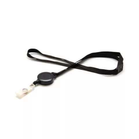1437100 - Tour de cou plat Noir roi Zipcord — accessoire ID CARD ACCESSORIES