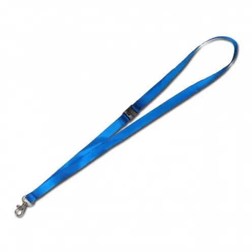1437391 - Tour de cou plat satiné Bleu avec crochet métal et rupture sécuritaire