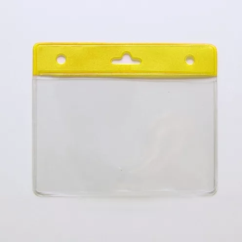 1453054 - Porte-badges souple 86x54 perforation 1 oblongue clip 2 rondes chaînette cordon