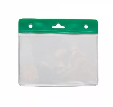 1453055 - Porte-badges souple 86x54 perforation 1 oblongue clip 2 rondes chaînette cordon