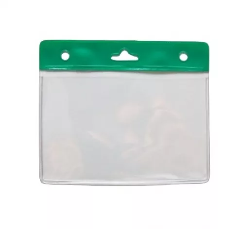 1453055 - Porte-badges souple 86x54 perforation 1 oblongue clip 2 rondes chaînette cordon