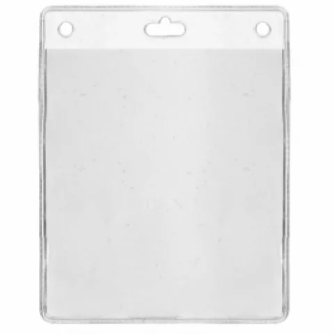 1453081 - Porte-badges souple 86x101 perforation 1 oblongue clip à lanière 2 perforations rondes