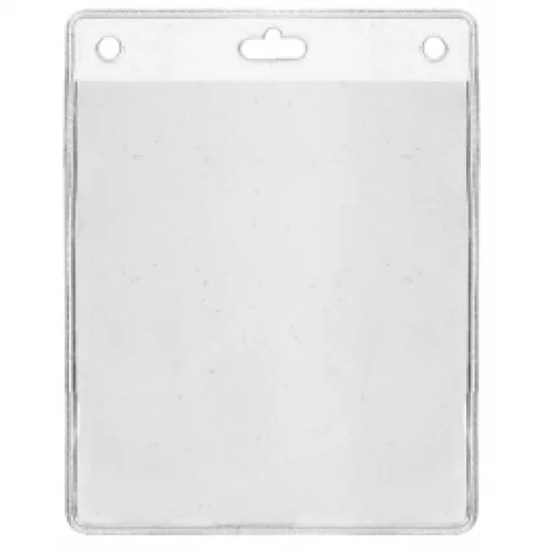 1453081 - Porte-badges souple 86x101 perforation 1 oblongue clip à lanière 2 perforations rondes