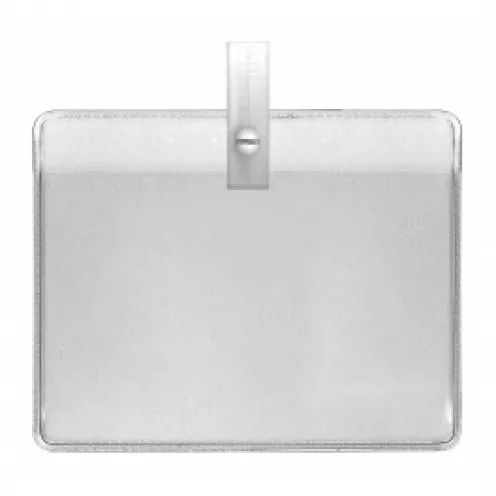1456503 - Porte-badges souple 86x54 perforation 1 ronde clip blanc